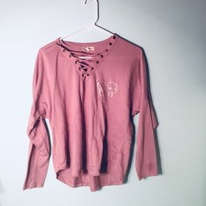 Purple Pastel Strapped V-cut Long Sleeve Shirt